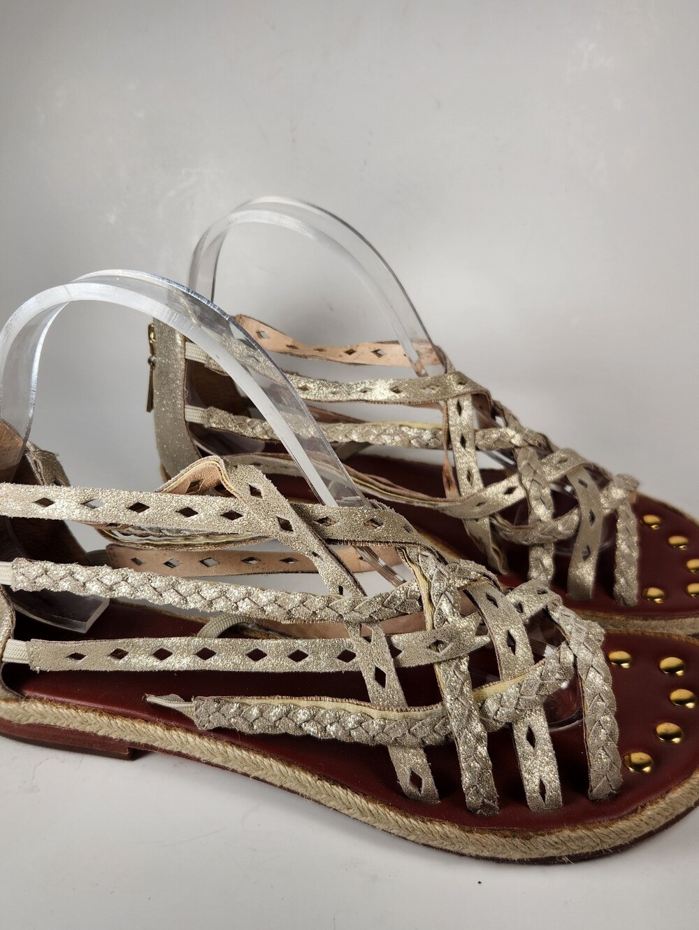 MATT BERNSON Womens Monaco Braided Gladiator Sandal 10 Soulfully Gold Leather